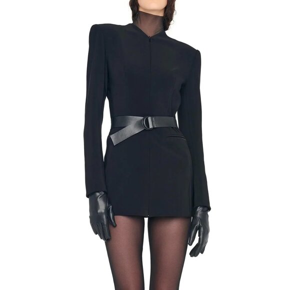 Norma Kamali Short Gloves in Black Xs Small New Womens Vegan Faux Leather - Picture 10 of 10